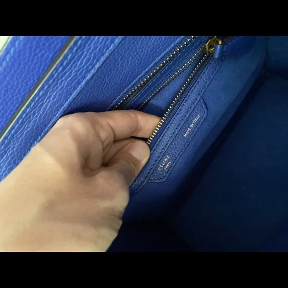 100% authentic Celine Drummed Calfskin Micro Luggage in indigo - Picture 14 of 16